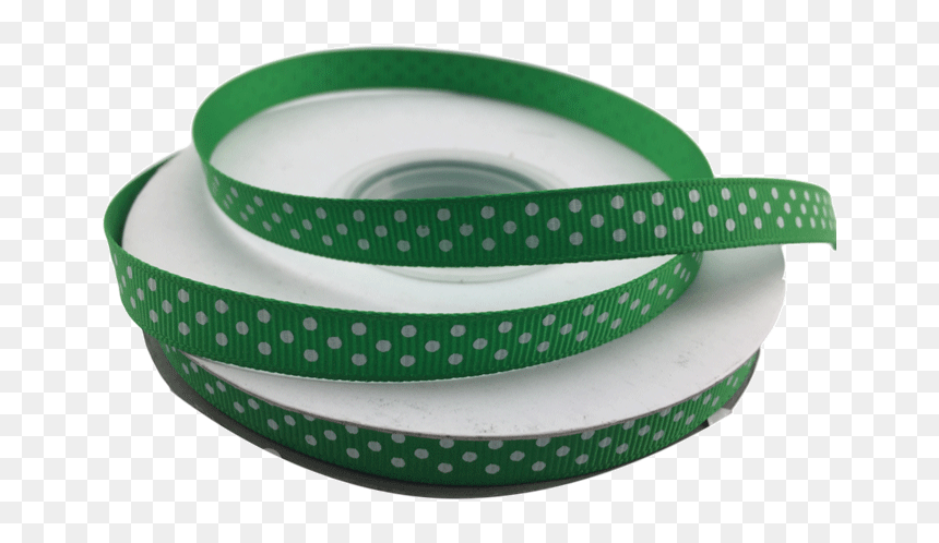 Ribbons [tag] Green And White Polka Dots Grosgrain - Buckle, HD Png Download - white polka dots png