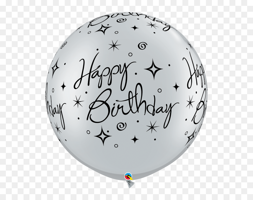 Birthday Sparkles Swirls A Round Silver V=1503449598 - Balloons Happy 30th Birthday Black And White, HD Png Download - white balloons png