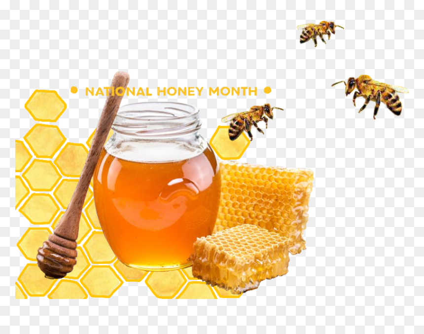 Honeycomb Nationalhoneymonth Honey Bee - Honey Beeswax, HD Png Download - honey bee png
