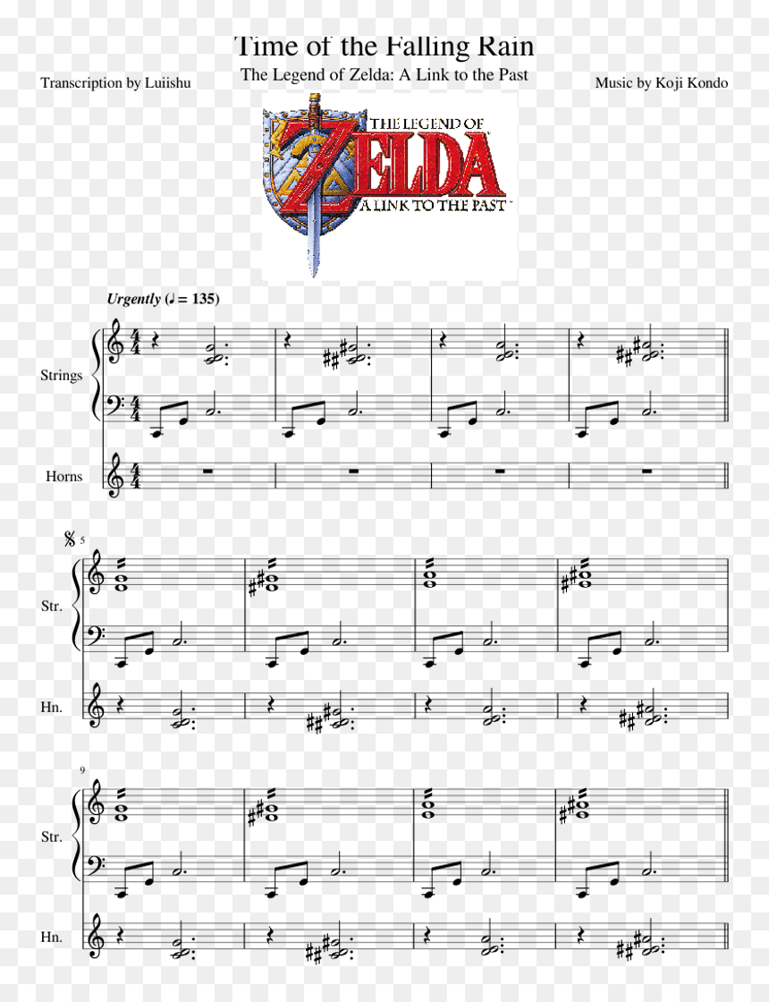 Time Of The Falling Rain - Link To The Past Fortune Teller Piano Sheet Music, HD Png Download - falling rain png