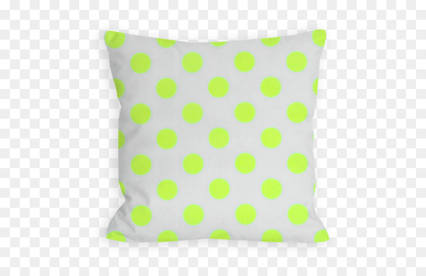 Brilliant Polka Dot White And Neon Yellow Pillow - Cushion, HD Png Download - white polka dots png