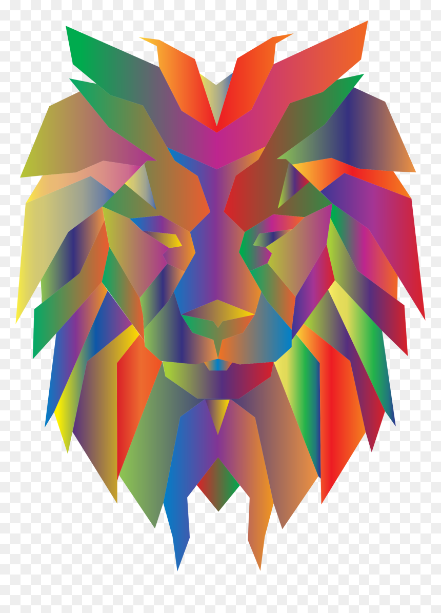 Prismatic Polygonal Lion Face Clip Arts - Polygonal Lion Head Png, Transparent Png - lion face png