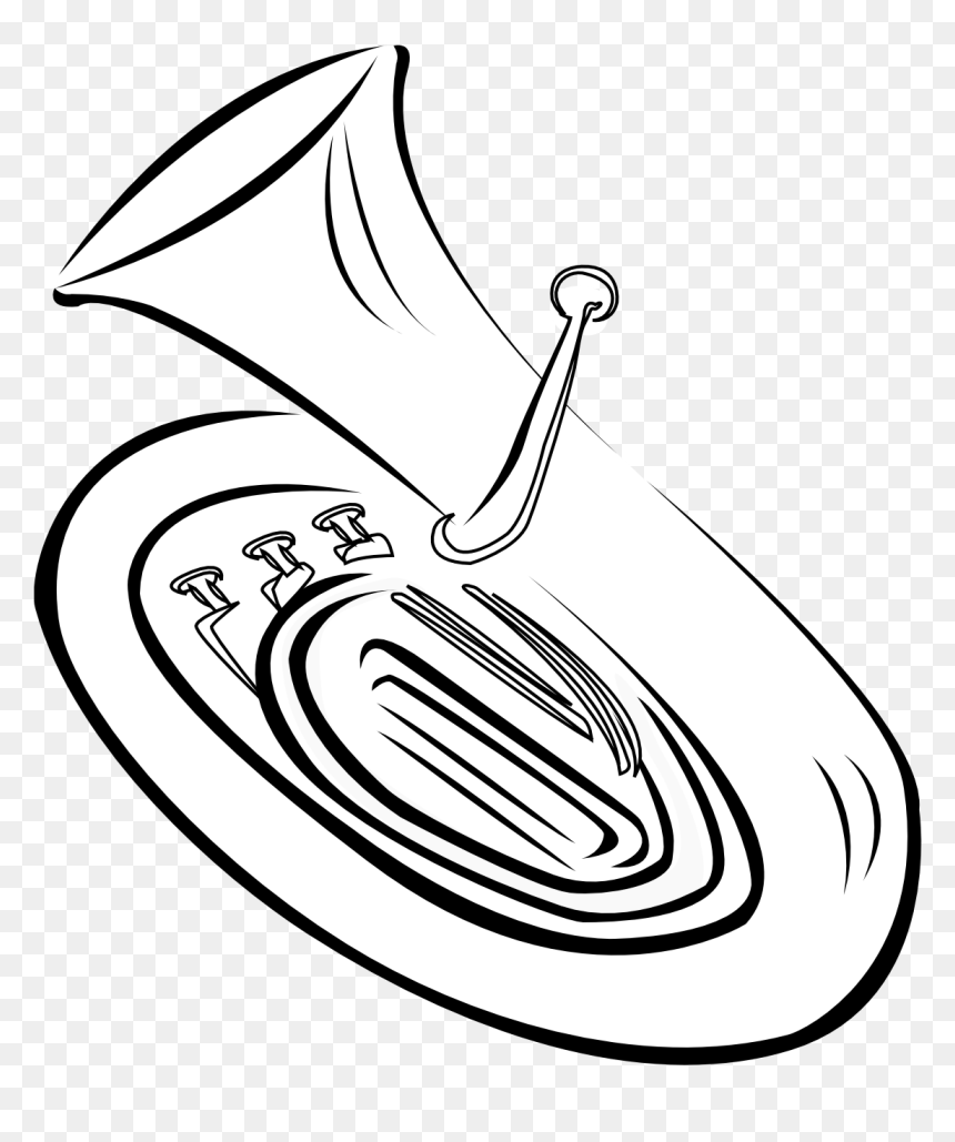Cartoon Tuba Black And White Clipart , Png Download - Clip Art, Transparent Png - tuba png