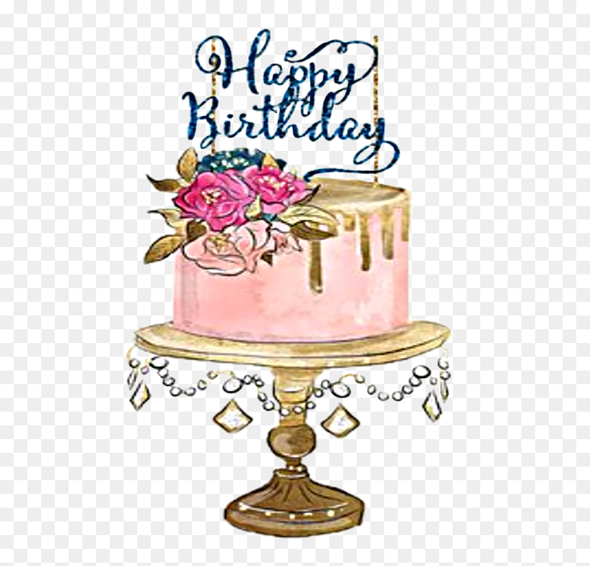 #watercolor #cake #birthday #happybirthday #png - Happy Birthday Watercolor Cake, Transparent Png - happy birthday png text