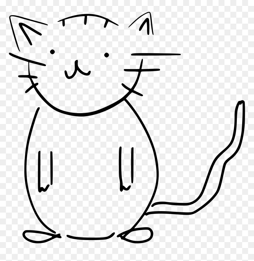Cat Drawing Black And White, HD Png Download - white cat png