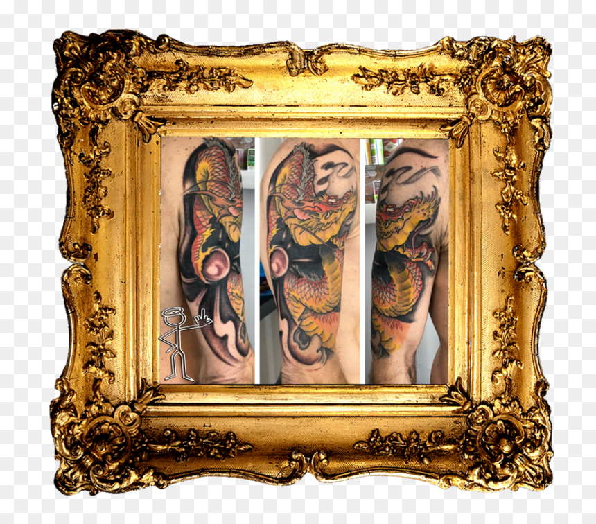 Colour Japanese Dragon Tattoo , Png Download - Antique Gold Frame Png, Transparent Png - dragon tattoo png