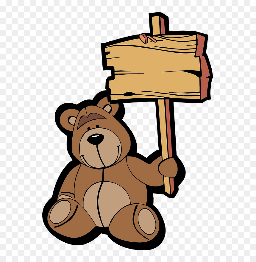 Teddy Bear With Blank Sign Clipart - Cartoon Teddy Bear Picnic, HD Png Download - blank sign png
