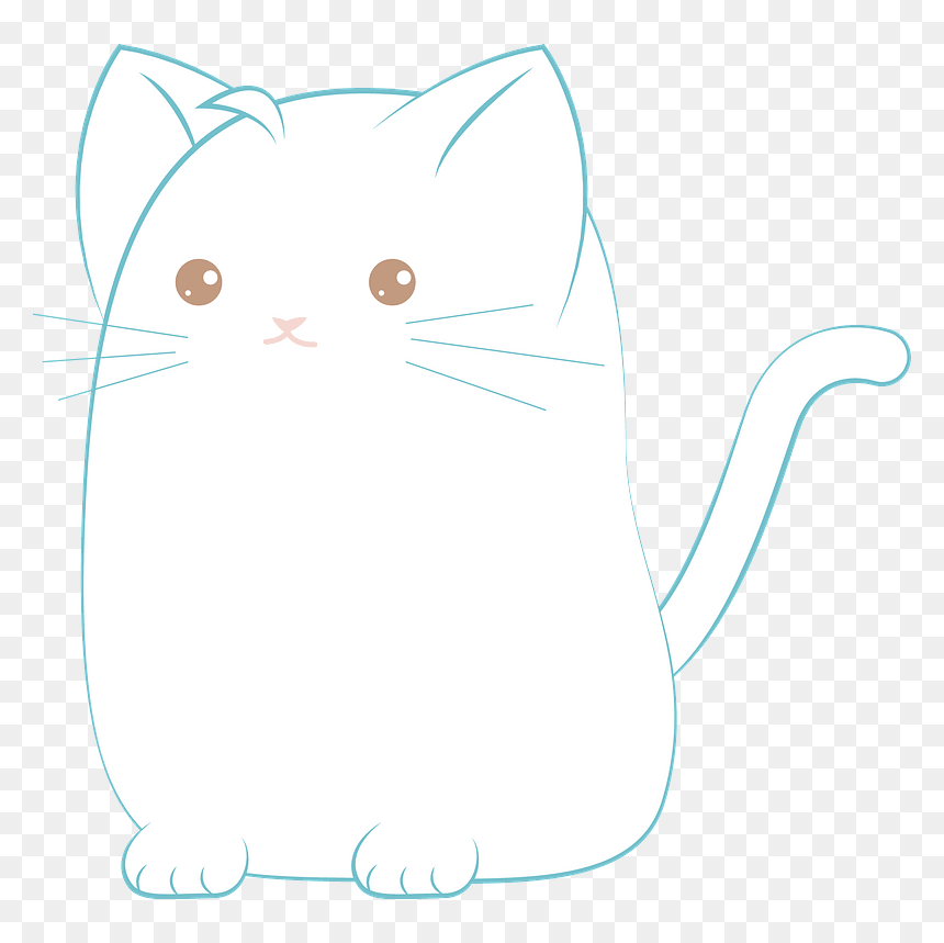 Cartoon White Cat Clipart - Domestic Short-haired Cat, HD Png Download - white cat png