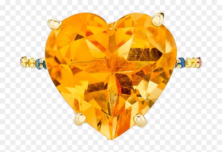 Gold Heart Ring Png Transparent Image - Diamond, Png Download - gold heart png
