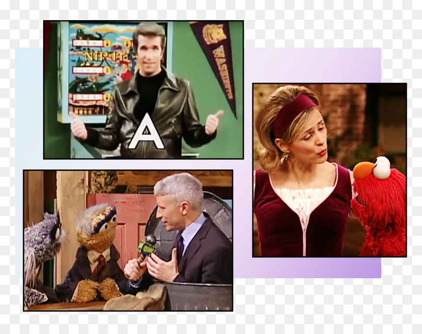 Anderson Cooper Henry Winkler And Amy Sedaris - Collage, HD Png Download - sesame street png