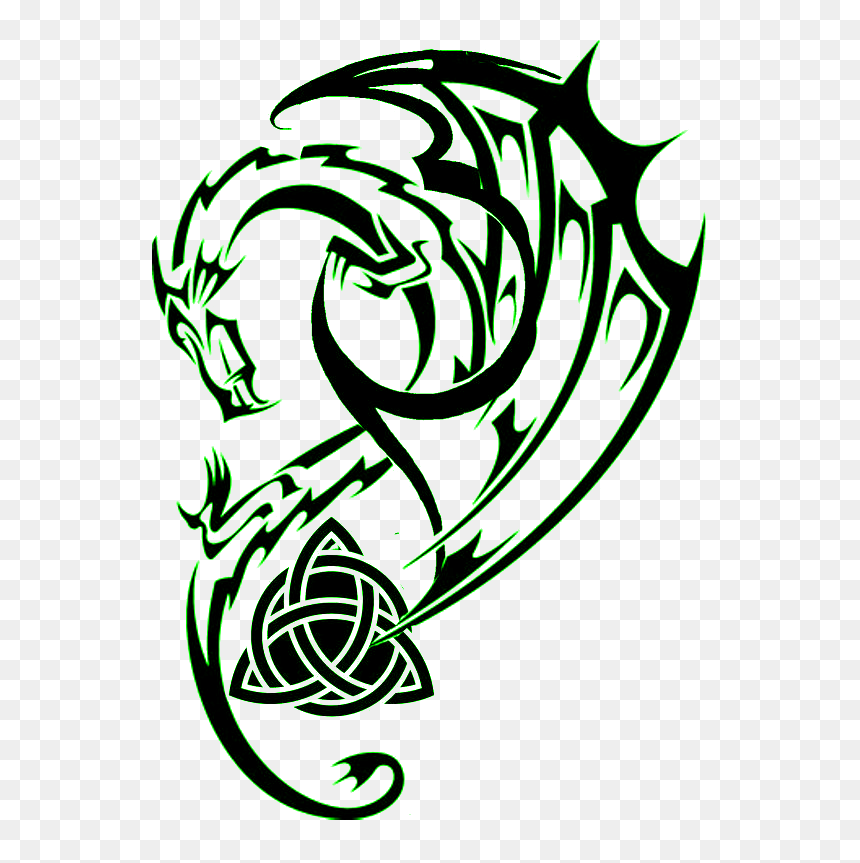 Tribal Dragon Heart Tattoo , Png Download - Black And White Dragon Tattoo, Transparent Png - dragon tattoo png