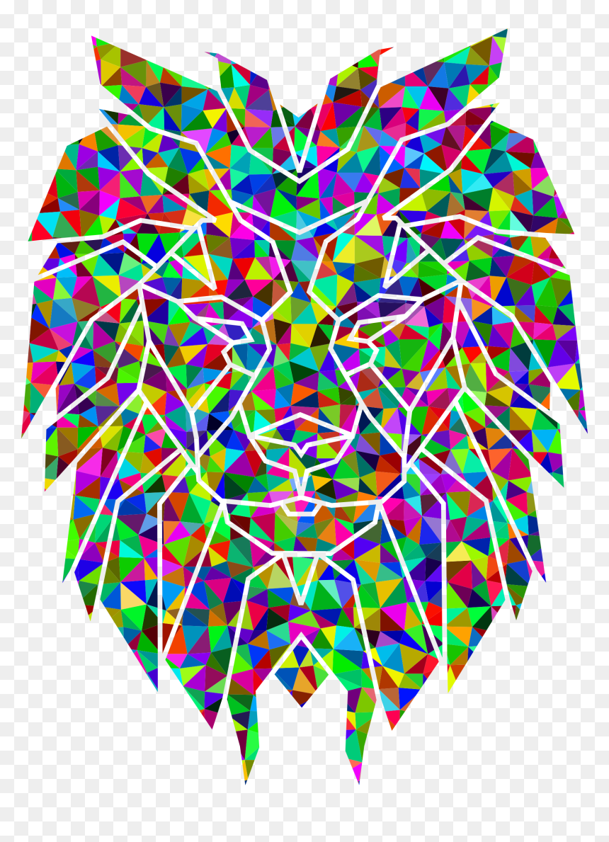 Prismatic Low Poly Polygonal Lion Face Clip Arts - รูป สิงโต แบบ เหลี่ยม, HD Png Download - lion face png