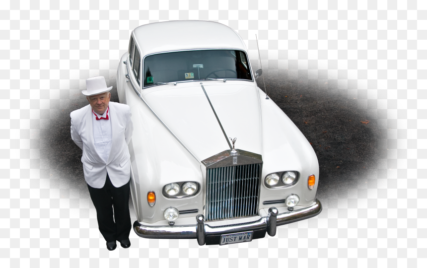 Photo Of A Chauffeur In Front Of A White 1964 Rolls - Rolls-royce Silver Cloud, HD Png Download - rolls royce png