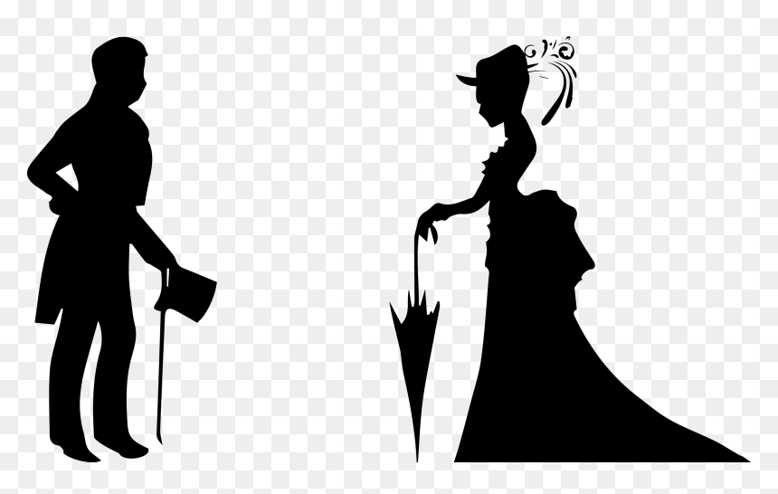Married Couple Silhouette Clipart Silhouette- - Transparent Masquerade Ball Silhouette, HD Png Download - couple silhouette png