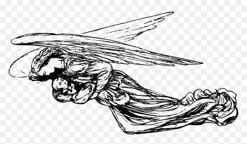 Angel With Baby Clip Arts - Black Angel Drawing Png, Transparent Png - black baby png