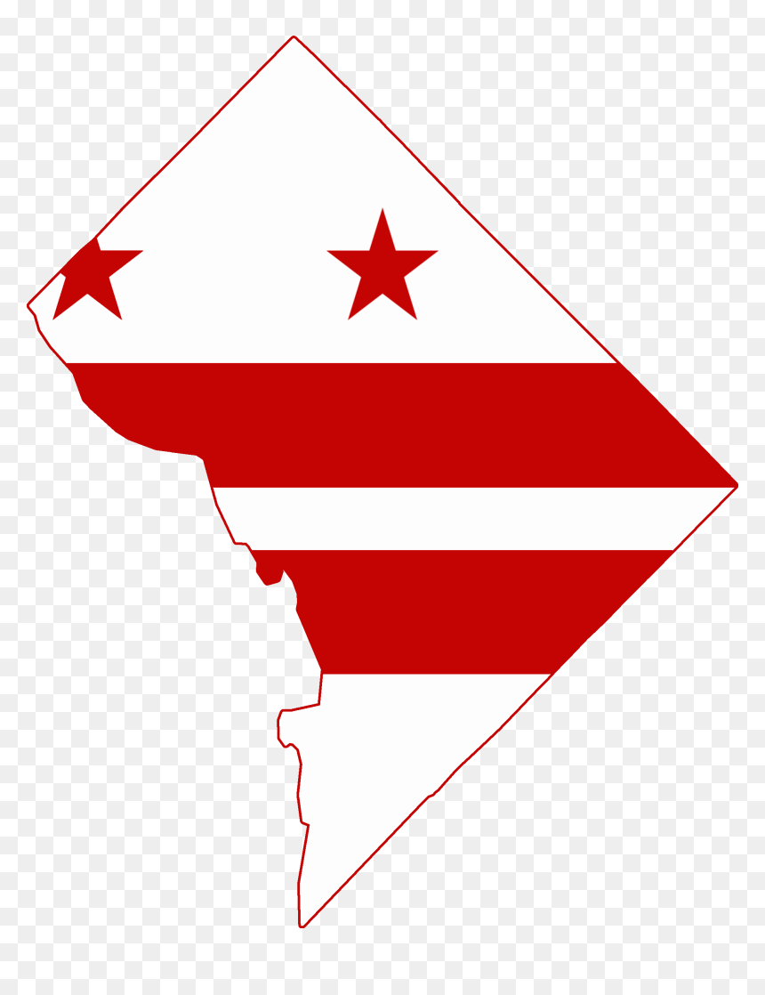 Flag Map Of Washington Dc - Washington Dc Flag Map, HD Png Download - washington state outline png