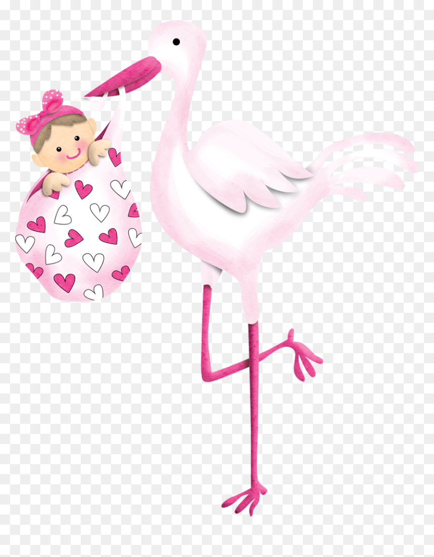 Stork Vector Flamingo Clipart Black And White Library - Stork And Baby Girl Clipart Hd, HD Png Download - black baby png