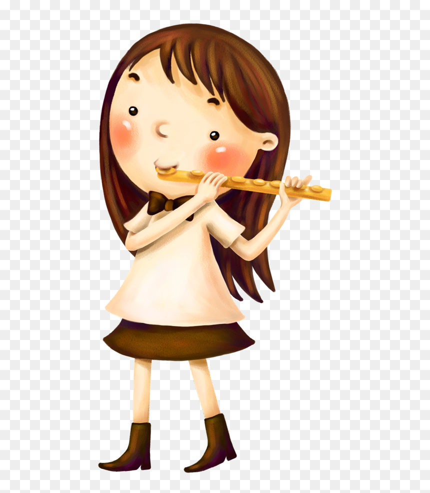 Flute Musical Instrument Child The Little Girl - รูป การ์ตูน เล่น ดนตรี, HD Png Download - flute png