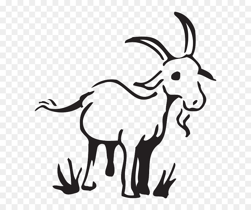 Outline, Barn, Farm, Grass, Goat, Art, Standing, Animal - Goat Drawing Clipart, HD Png Download - mountain outline png