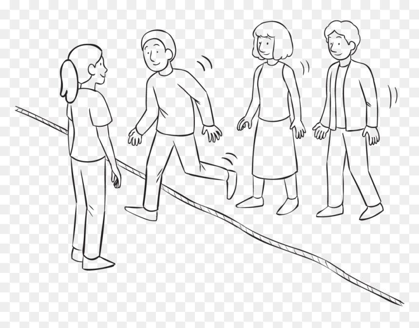 Group Of People Walking Across A Rope On The Ground,, HD Png Download - people walking towards png