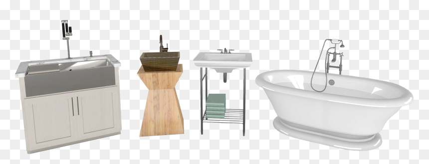 A Farmhouse Kitchen Sink Alongside Two Styles Of Bathroom - Bathroom Sink, HD Png Download - sink png