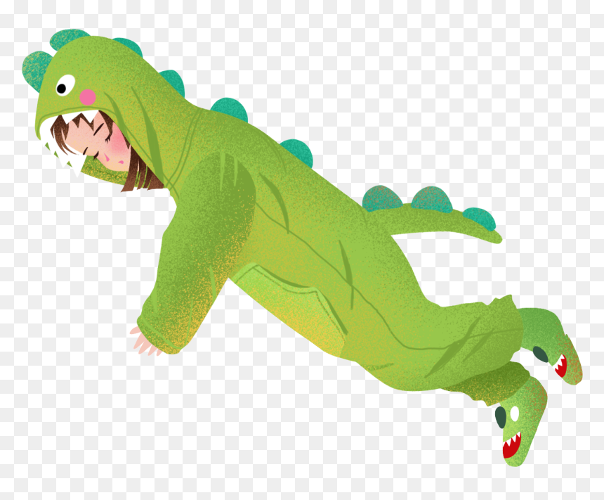 Hand Painted Illustration Dinosaur Pajamas Girl Png - Portable Network Graphics, Transparent Png - crocodile png