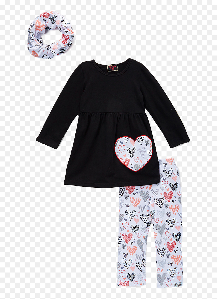 Pink Heart Scribble Top & Leggings Set - Girl, HD Png Download - scribble heart png