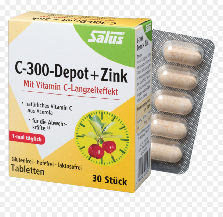 Salus C 300 Depot Zinc, 30 Capsules, 26,8g , Png Download - Salus Vitamin C, Transparent Png - capsules png