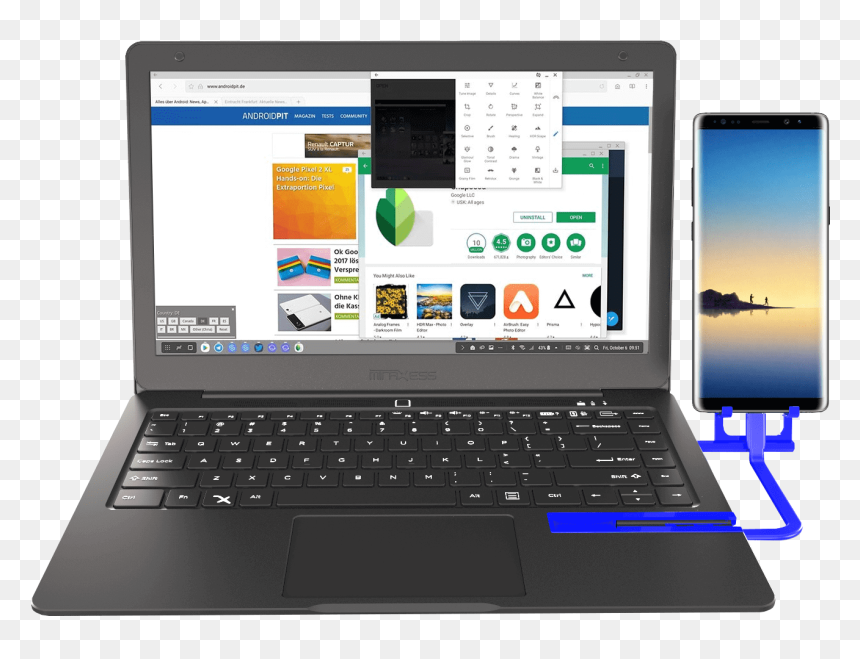 Mirabook With Galaxy Note 8 Dex - Razer Phone 2 Laptop, HD Png Download - laptop top view png