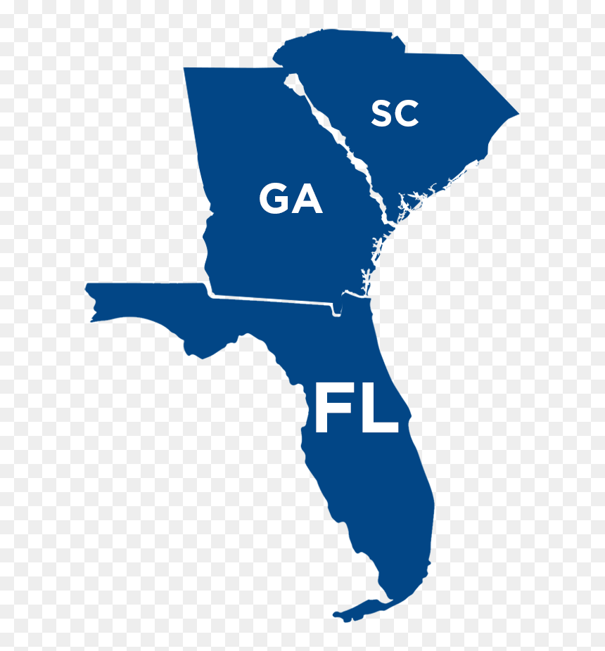 Florida, Georgia, South Carolina - Florida And South Carolina, HD Png Download - south carolina png