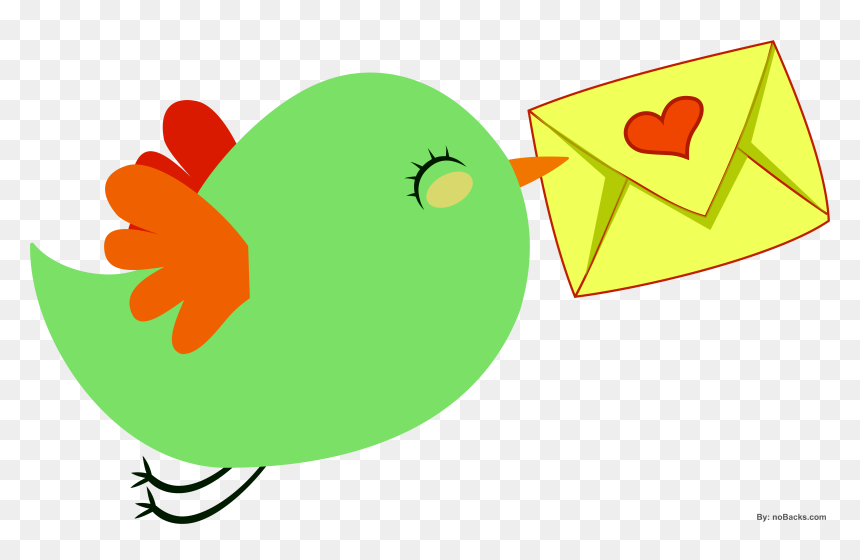 Heart And Bird Clipart Graphic Royalty Free Library - Cute Flying Bird Clipart Png, Transparent Png - love birds vector png