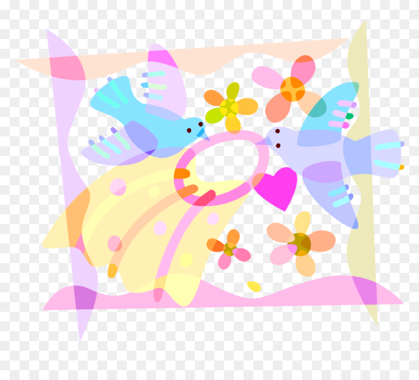 Vector Illustration Of Wedding Day Bridal Veil With, HD Png Download - love birds vector png
