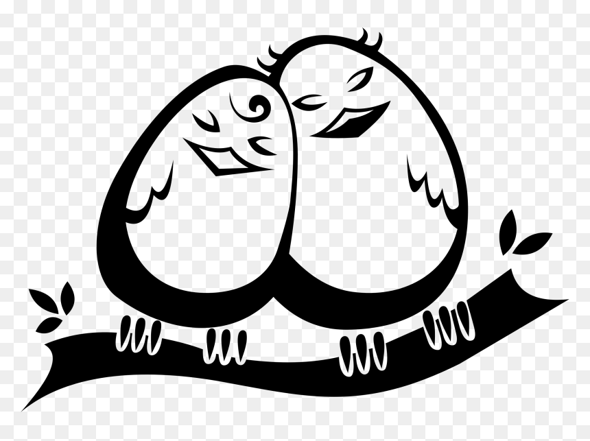 Snuggling Love Birds Clip Arts - Love Clipart Black And White, HD Png Download - love birds vector png