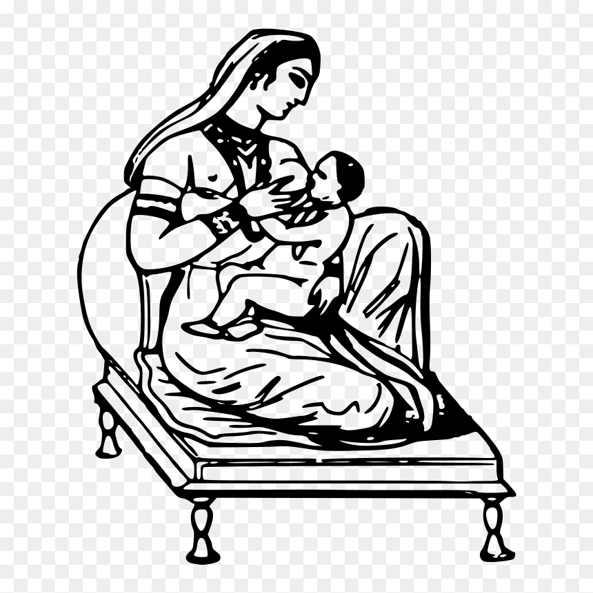 Indian Woman Breast Feeding - Indian Human Figure Drawing, HD Png Download - indian woman png