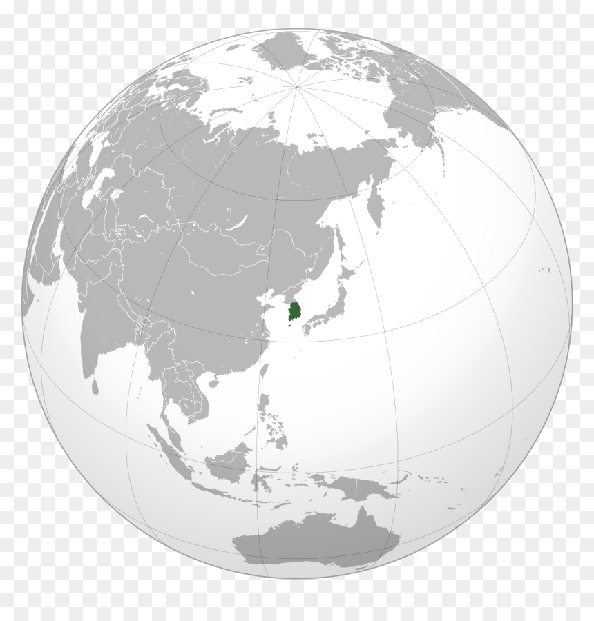 South Korea Map - North Korea Map Globe, HD Png Download - world map png image