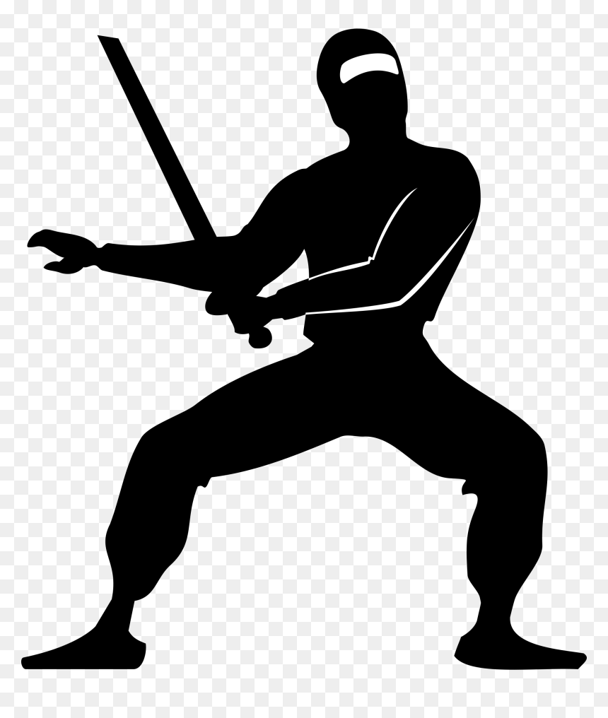 White Ninja Clipart - Ninja Clip Art Black And White, HD Png Download - ninja hattori png