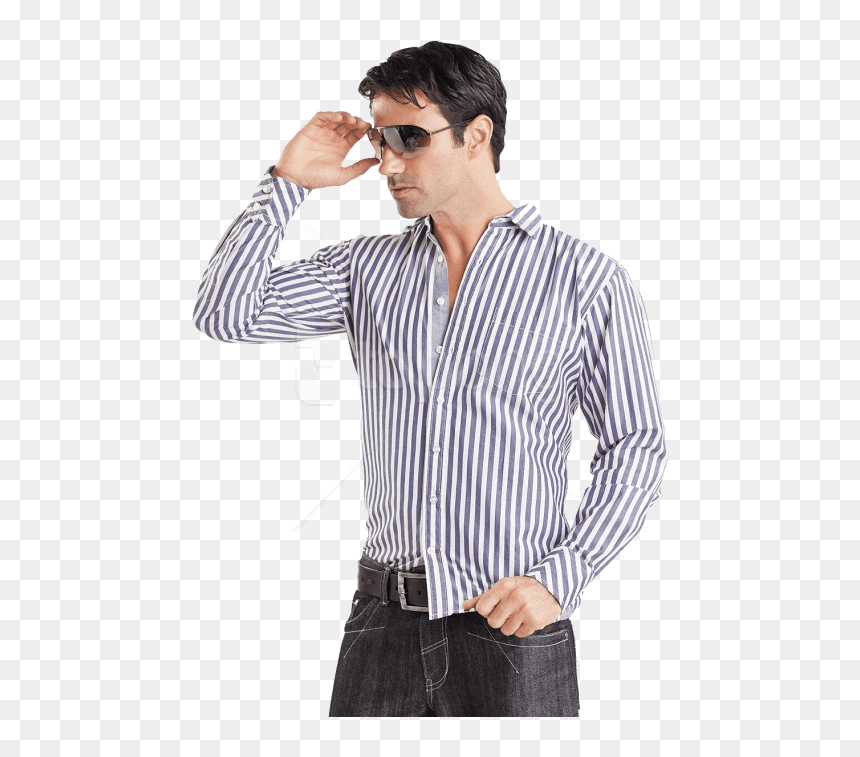 Free Png White & Cyan Strip Long Dress Shirt Png Images - Pent Shirt Boy Png, Transparent Png - garments png