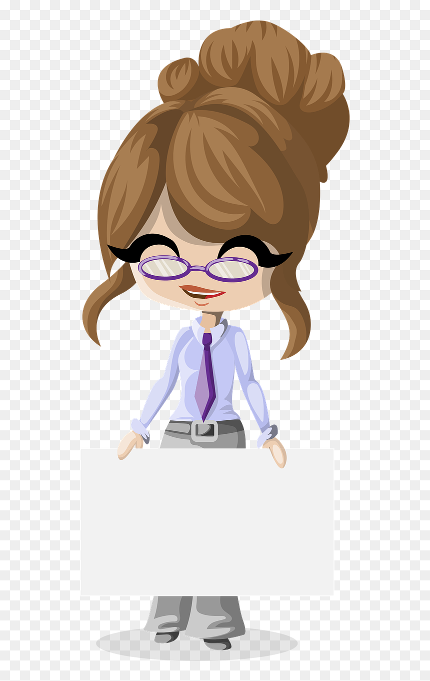 Glasses Girl Cartoon Png, Transparent Png - business girl png