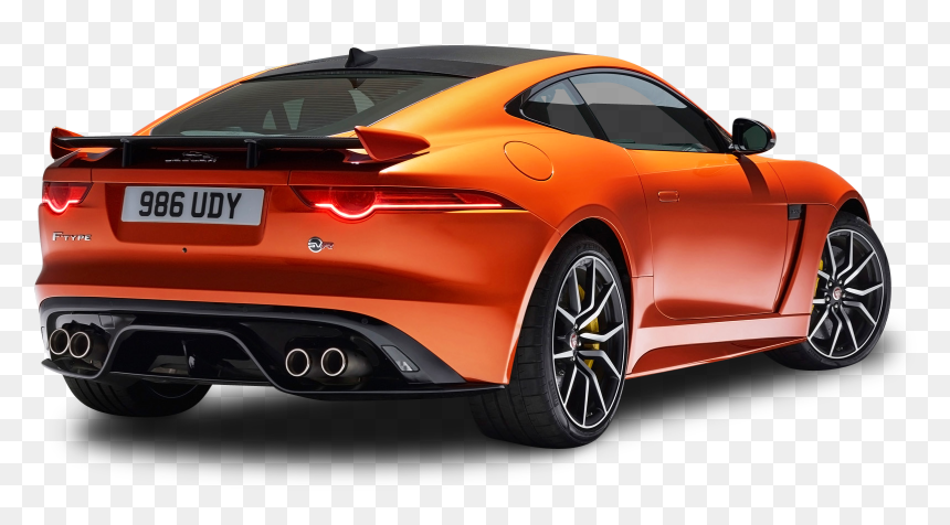 Orange Jaguar F Type Svr Coupe Back View Car - Jaguar F Type Price South Africa, HD Png Download - indian car png