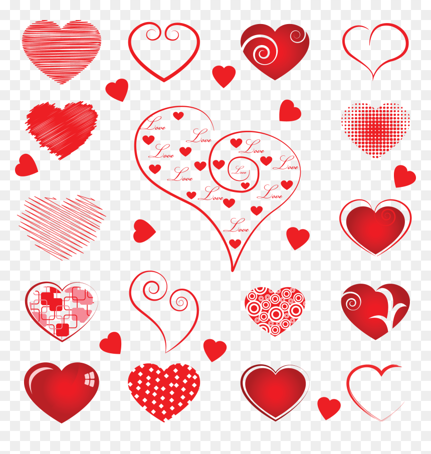 Heart In Different Styles - Сердце Png Клипарт, Transparent Png - heartin png