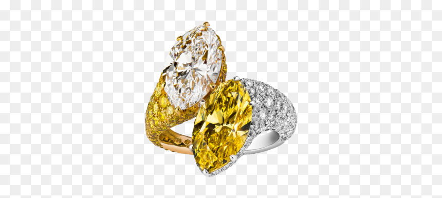 Toi Et Moi Fancy Ring 1 Yellow Diamond Min, HD Png Download - bridal gold necklace png
