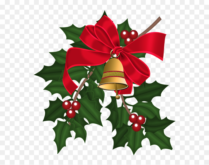 Christmas Bells & Holly Leaves, HD Png Download - holly leaves png