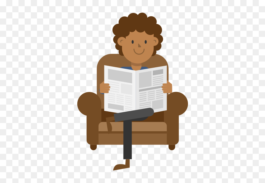 Reading Newspaper Cartoon Png, Transparent Png - person reading png