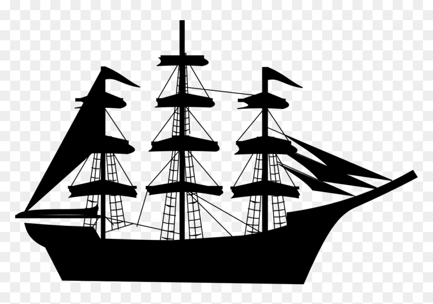 Silhouette Transparent Sailing Boat Png, Png Download - old ship png