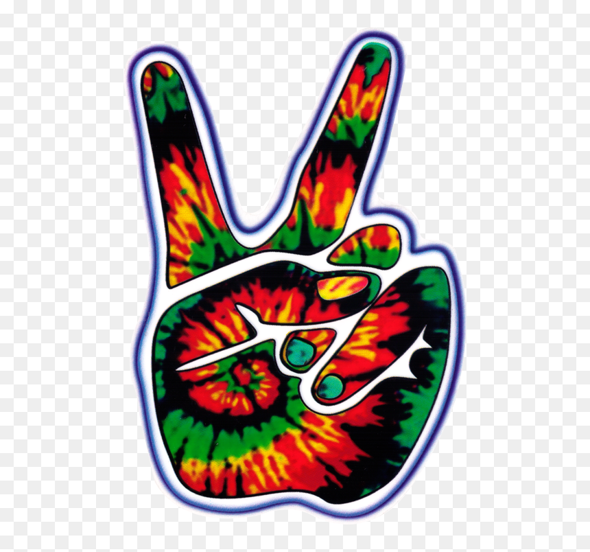 Tie Dye Peace Sign Hand, HD Png Download - peace hand png