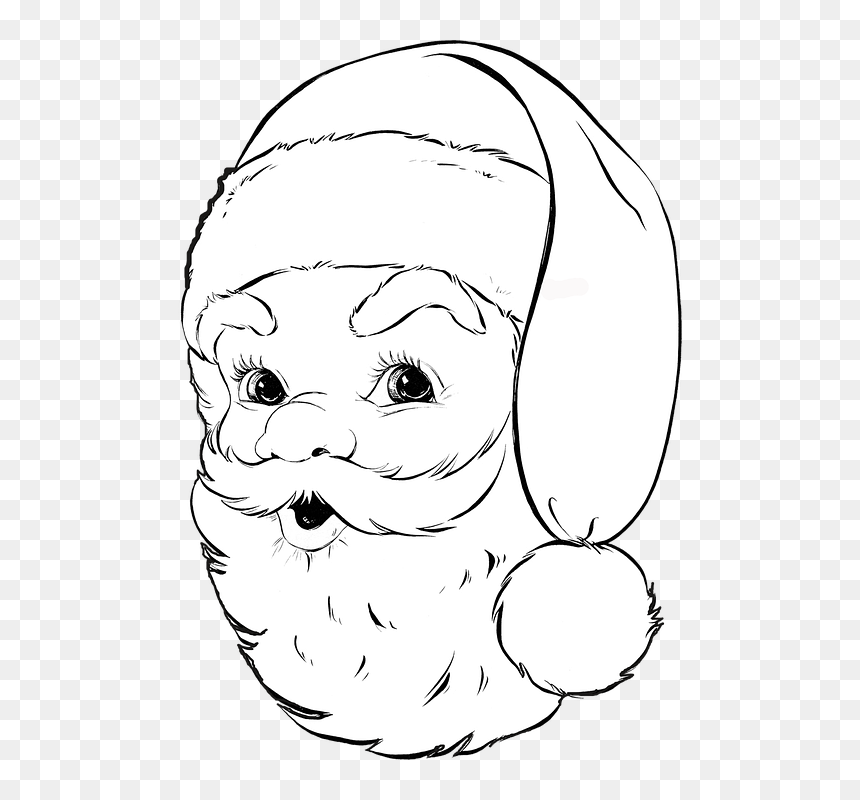 Coloring Book, HD Png Download - santa head png