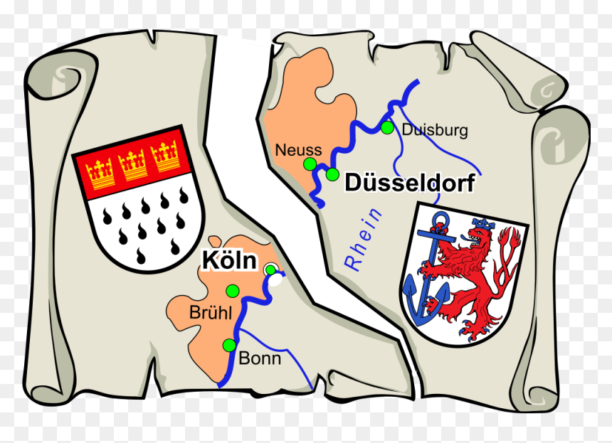 Köln Und Düsseldorf Broken Map - Scroll Clip Art, HD Png Download - broken png