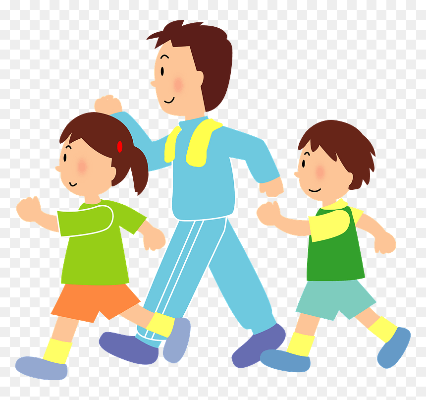 Walking Family Clipart - Cartoon, HD Png Download - family walking png