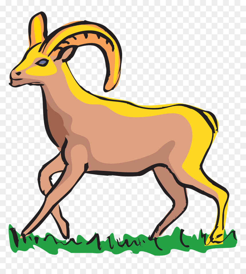Goats Cartoon With Big Horn, HD Png Download - family walking png