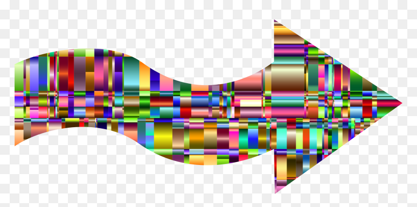 Checkered Chromatic Wavy Arrow Clip Arts - Clip Art, HD Png Download - orange arrow png